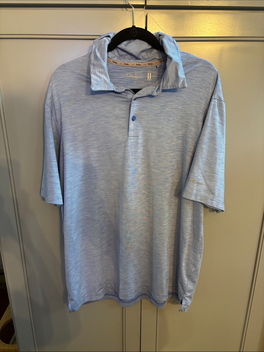 Walter Hagen Light Blue Men's Polo Shirt - Performance Short Sleeve Lg
